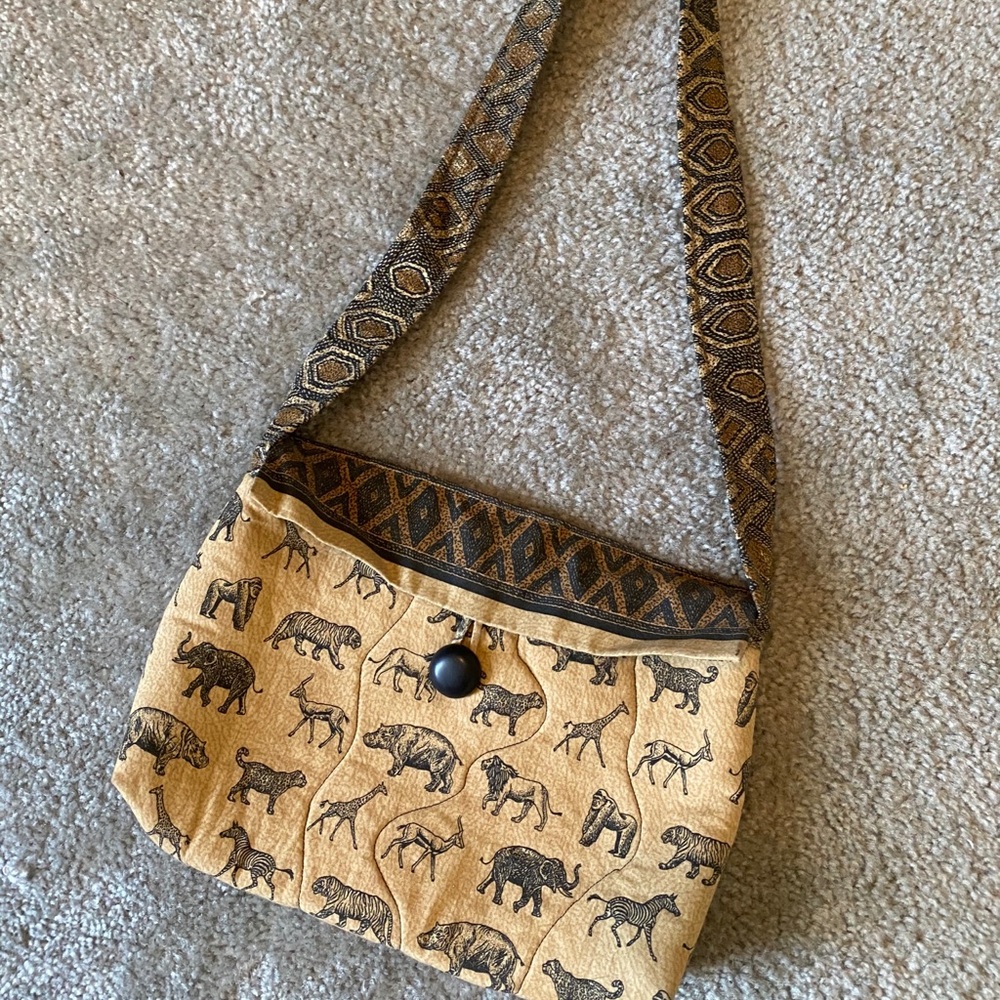Safari African animal quilted shoulder purse